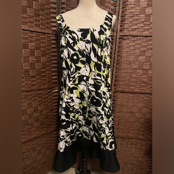 Jessica Howard 14W Dress Lime Green Black White Summer Spring Vacation - Picture 13 of 13